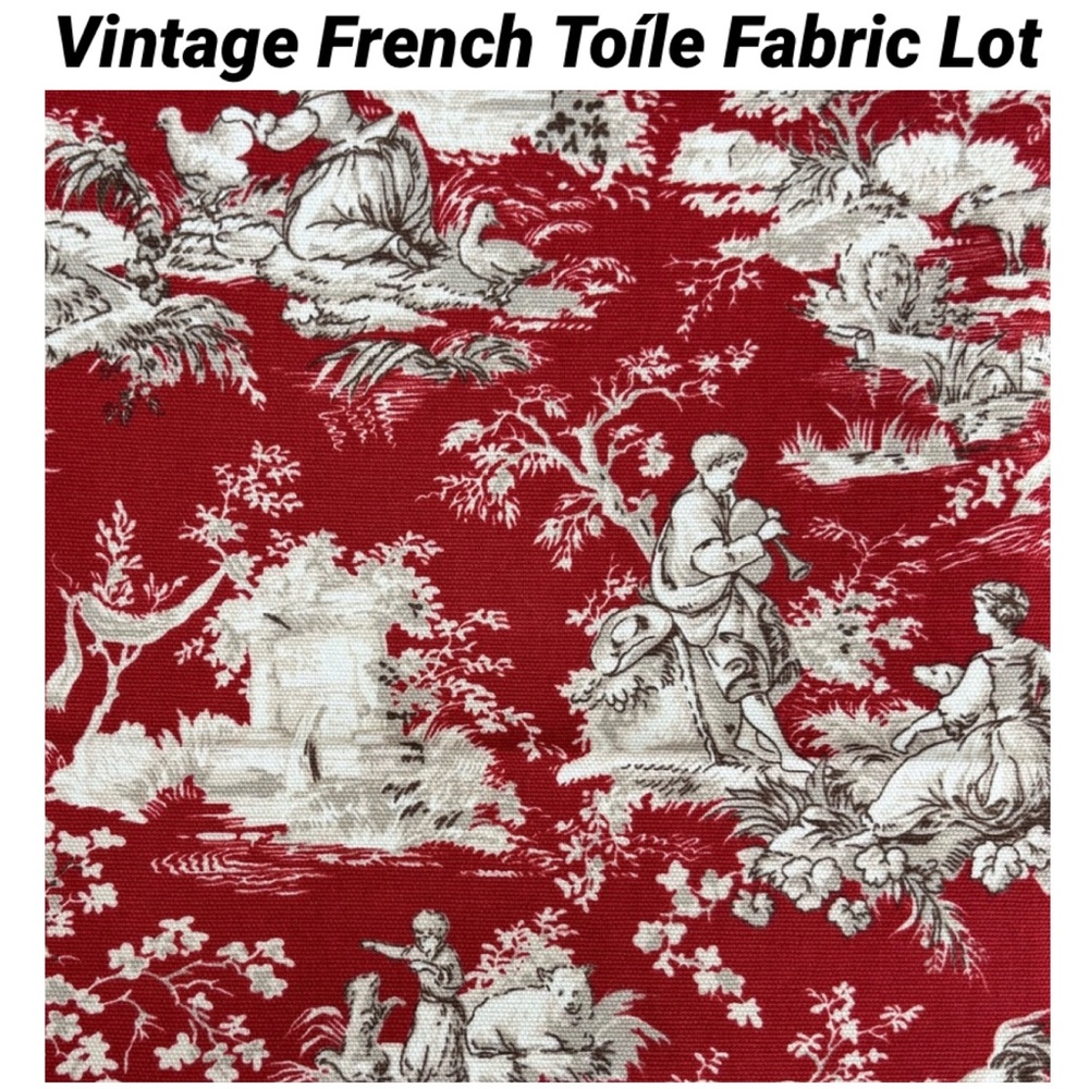 Waverly Fabric Vintage Pattern Inspirations Craft Bundle French Toíle Red Cream